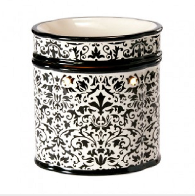 Damask Dark Brown and White Lamp Burner Warmer Soy  Oils Fragrance Oil Burner