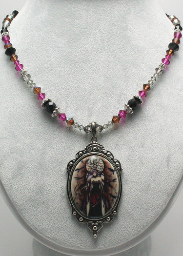 Dark Queen Beaded Necklace with Pendant - Jessica Galbreth Fairysite