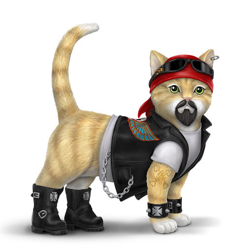 Dawg Crusher Biker Cat Figurine - Bradford Exchange