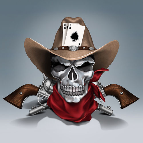 Dead Mans Hand Cowboy Skull Fantasy Figurine - Bradford Exchange