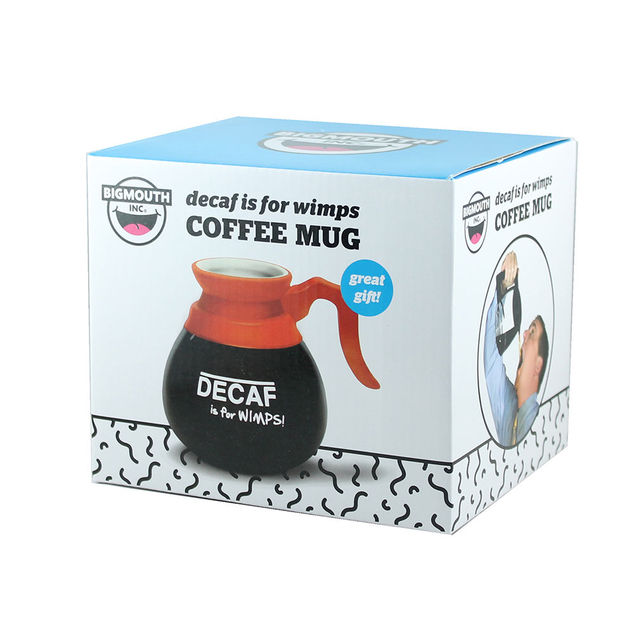 Decaf is for Wimps Coffee Mug / Glass  - Humorous - Gift Box