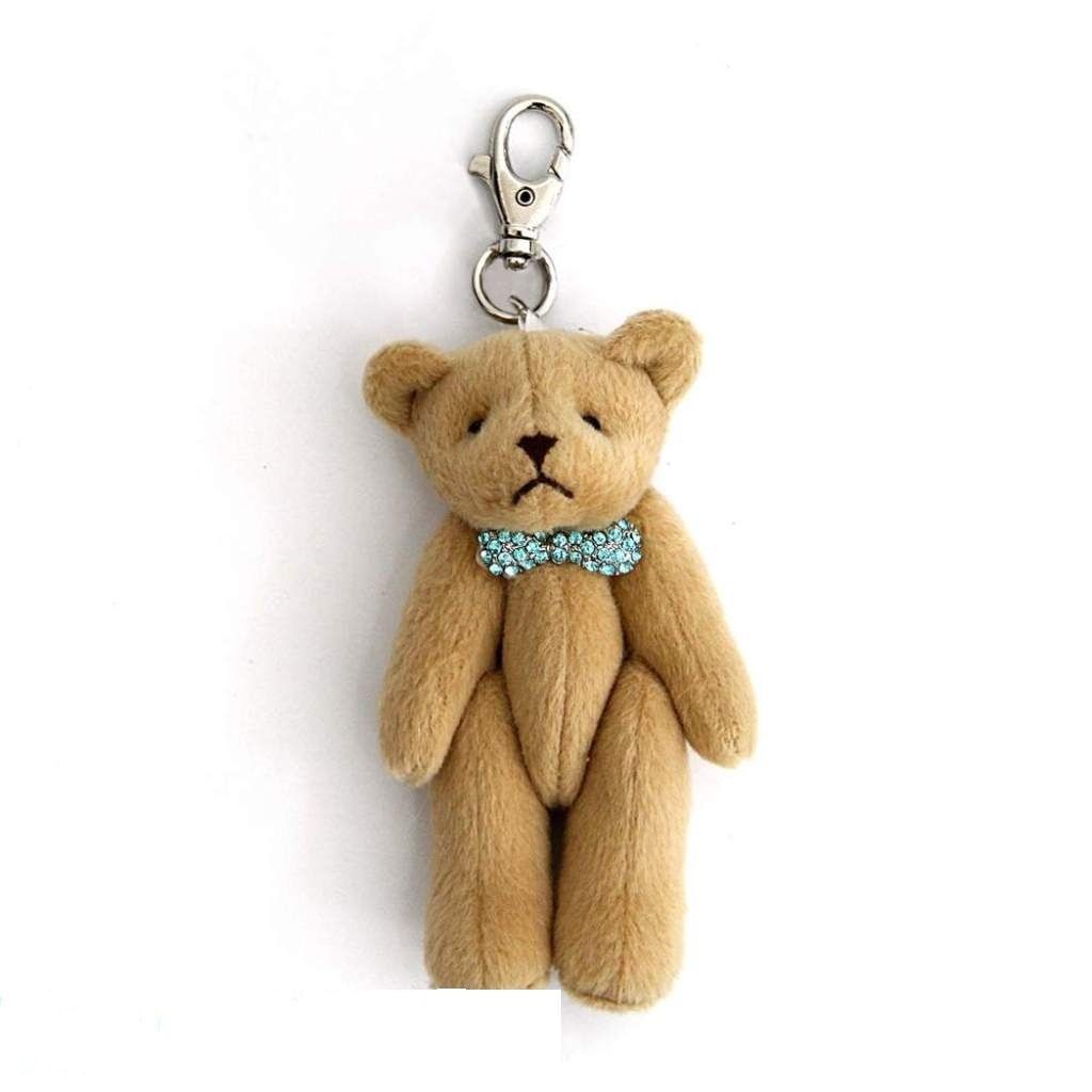 December Coloured Crystal Teddy Bear Birthstone / Birthday Keychain