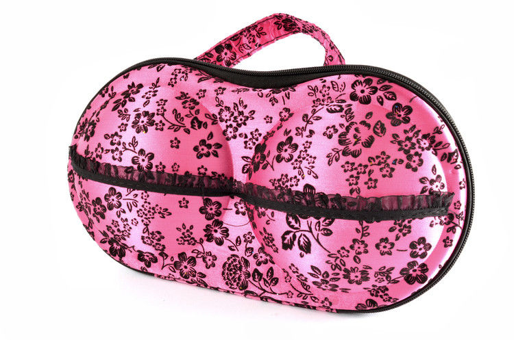 Designer Bra/ Lingerie Case Pink and Black Lace in Organza Bag Jaqueline Kent