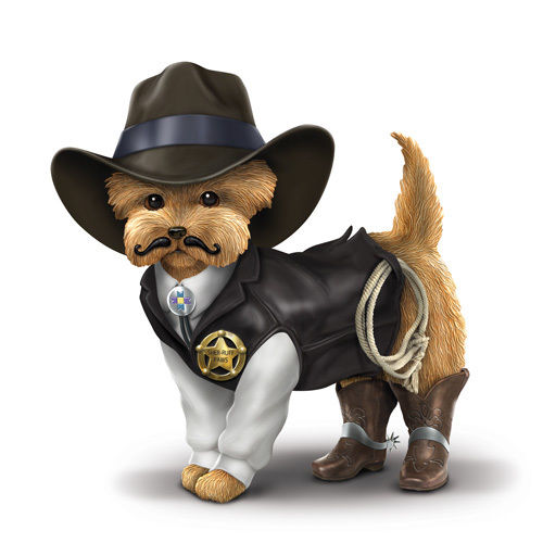 Dog Sheriff S Paws Yorkie Cowboy Figurine Bradford Exchange