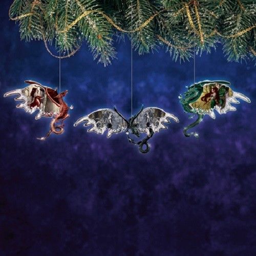 Dragon and Fairy Mystic Realm Ornament set of 3 - Nene Thomas