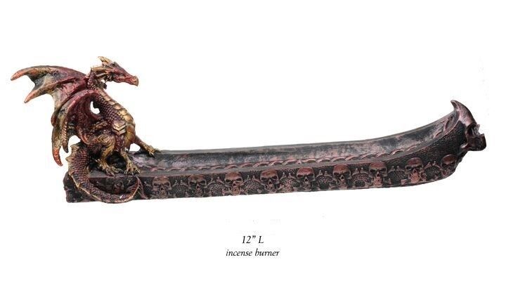 Dragon and Skulls Incense Ashcatcher Burner Resin - ZEM