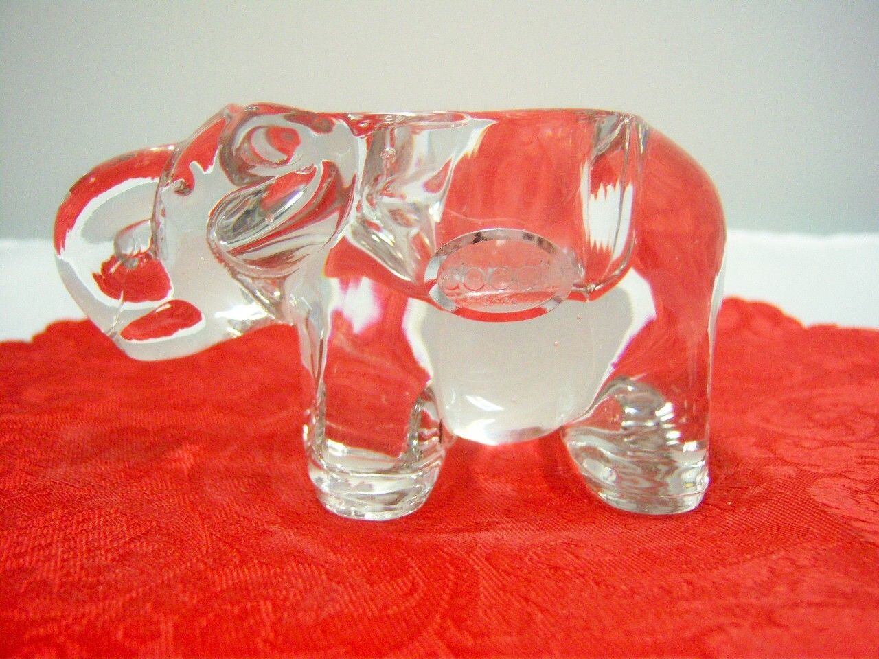 Elephant Tea Light Candle Holder Clear Heavy Glass - Free Soy Tealight - AB