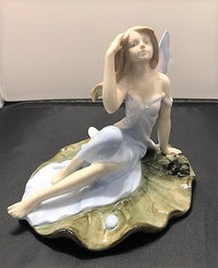 Fairy Sitting on Lily Pad Fine Porcelain Collectible Statue - SCR