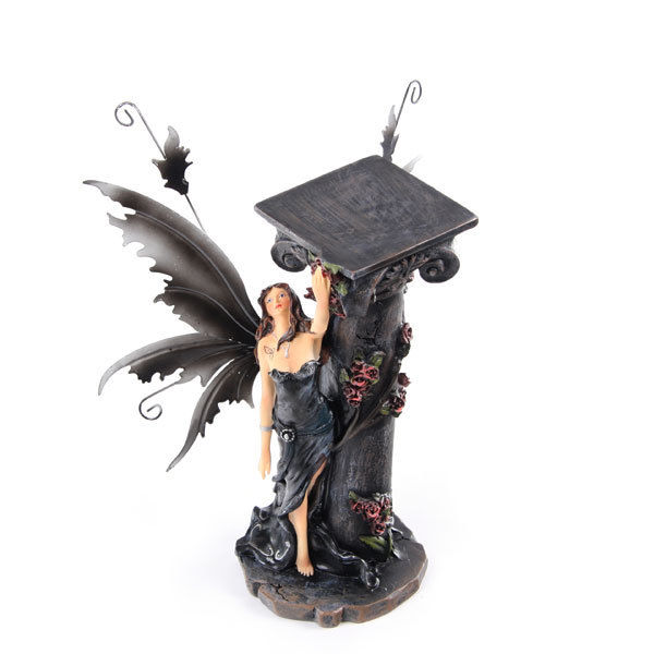 Fairy With Stone Pillar Figurine with Metal Wings FYP29 - Legends of Avalon