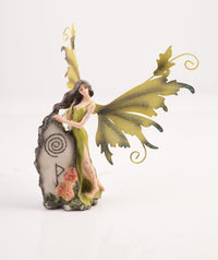 Fairy with Mythic Stone Green  - Legends of Avalon Figurine with Metal Wings