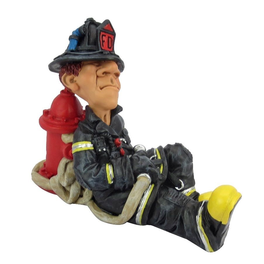 Fireman Sleeping with Fire Hydrant Character - GRUMPY JON FIGURINE - 16-475 - LB