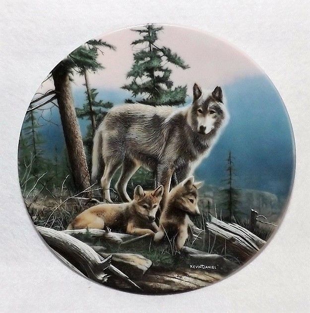 First Outing Wolf with Cubs Call of the Wilderness Plate  - Bradford Exchange