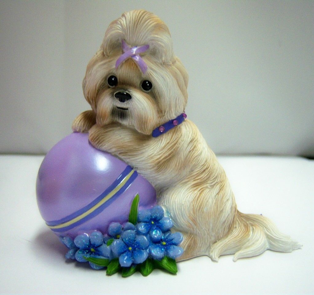 Friends Always Care - Pretty in Purple Shih Tzu Dog  Figurine Bradford Exchange