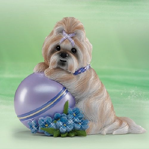 Friends Always Care - Pretty in Purple Shih Tzu Dog  Figurine Bradford Exchange