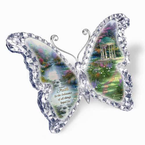 Gardens of Paradise Crystal Butterfly Paperweight Thomas Kinkade Sculpture