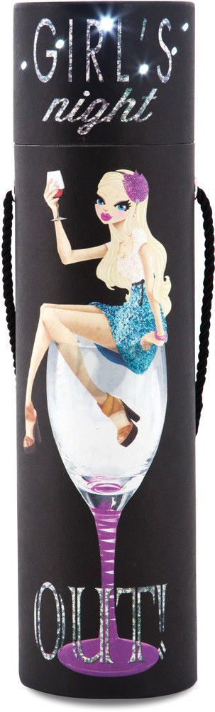 Girls Night Out Woman Holding Glass - 15&quot; Blinking Wine Box - Hiccup Girls