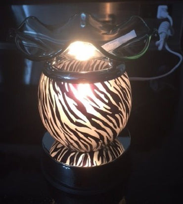 Glass Zebra Touch Lamp Burner Warmer Soy &amp; Oils Fragrance / Oil Burner #59678