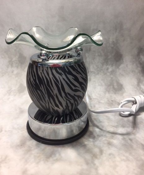 Glass Zebra Touch Lamp Burner Warmer Soy &amp; Oils Fragrance / Oil Burner #59678