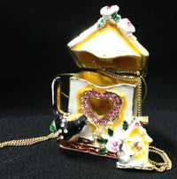 Goldfinch House Treasures Trinket Box  Bird with Necklace Inside Chain Pendant