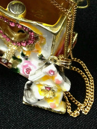 Goldfinch House Treasures Trinket Box  Bird with Necklace Inside Chain Pendant