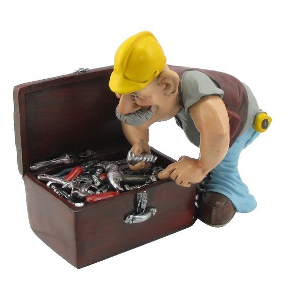 Handy Man With Tool Box Character  - GRUMPY JON FIGURINE   - 16-527 - LB