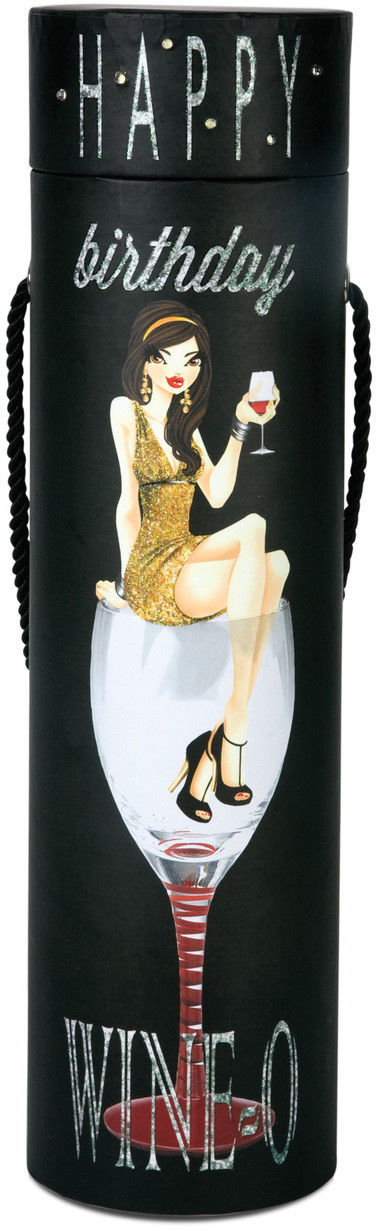 Happy Birthday Woman Wine - 15&quot; Blinking Wine Box - Hiccup Girls