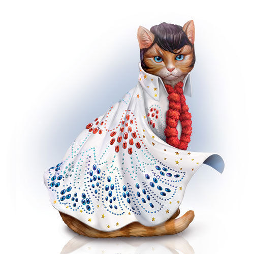 Heartbreak Furr-tel Elvis Cat Figurine - Hamilton Collection - Resin