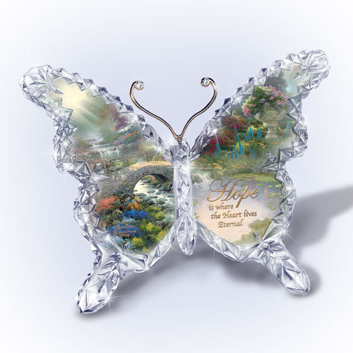 Hope Butterfly Crystal Figurine Paperweight Thomas Kinkade Sculpture