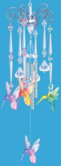 Hummingbird Colourful Bird Chimes Acryilc 19 inches  - RAI 14592