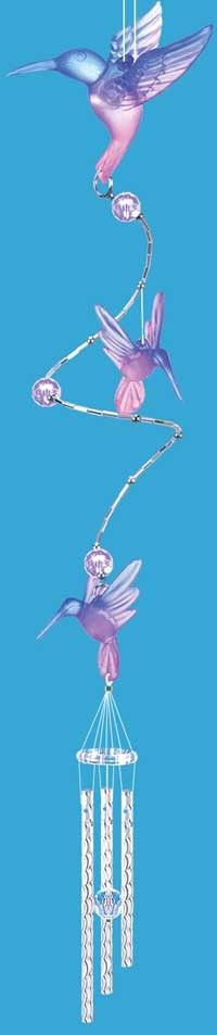 Hummingbirds Blue and Purple Chimes  20 inches  - RAI 16192