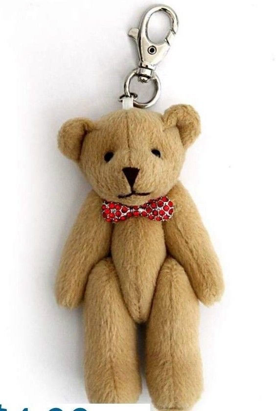 January Garnet Coloured Crystal Teddy Bear Birthstone / Birthday Keychain