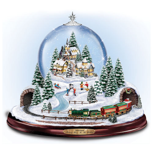 Journey Home for the Holdays Train Christmas Snowdome Water Globe Thomas Kinkade