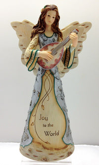 Joy To The World Angel Holding Lute Figurine Comfort to Go  Home Decor