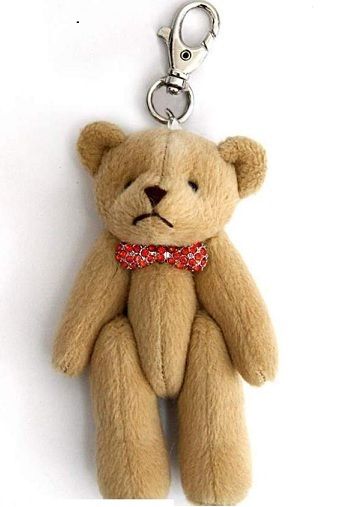 July Ruby Coloured Crystal Teddy Bear Birthstone / Birthday Keychain