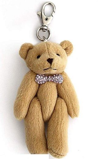 June Pearl Coloured Crystal Teddy Bear Birthstone / Birthday Keychain