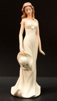 Lady Figurine Holding Hat Fine Porcelain Collectible Statue - SCR