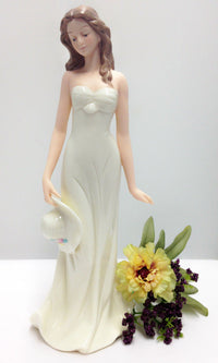 Lady Figurine Holding Hat Fine Porcelain Collectible Statue - SCR