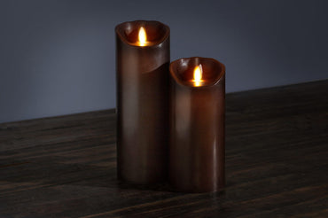 Large Flameless Reallite Brown Candle Home Decor Battery Operated - AB