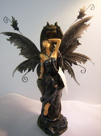 Legends of Avalon Fairy Resting on Gargoyles Throne Figurine with Metal Wings