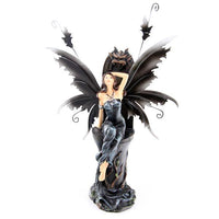 Legends of Avalon Fairy Resting on Gargoyles Throne Figurine with Metal Wings