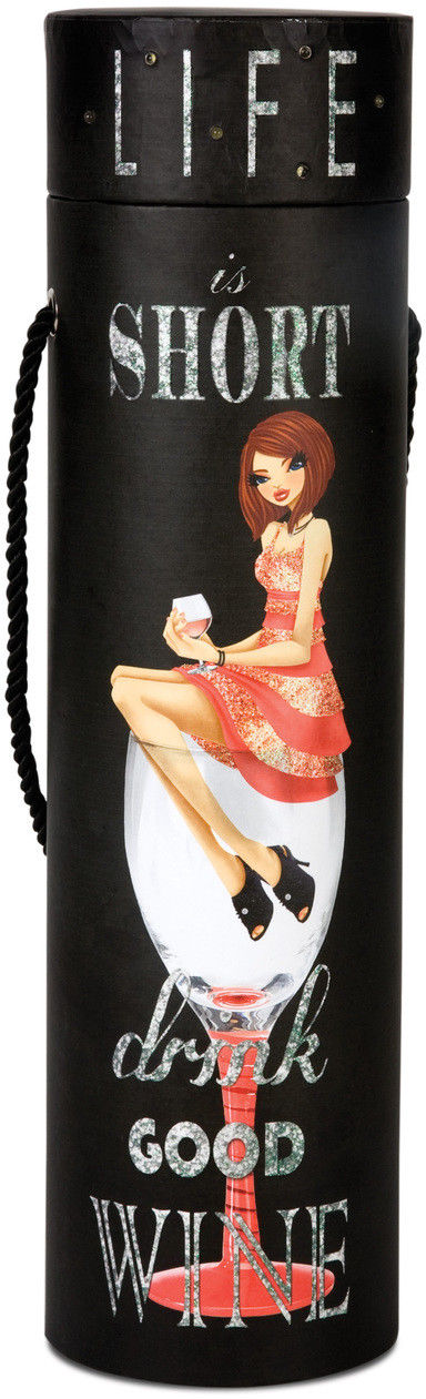 Life is Short Drink Good Wine - 15&quot; Blinking Wine Box - Hiccup Girls