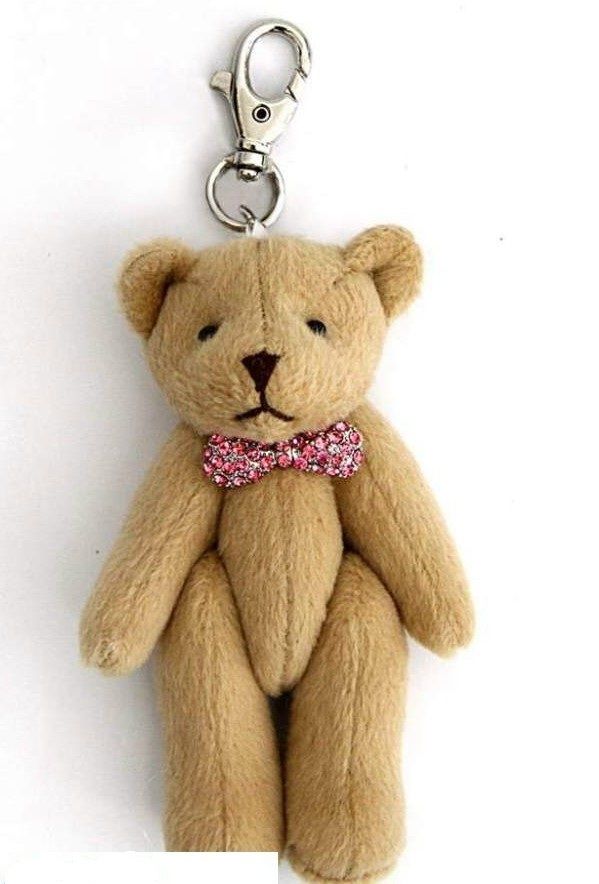 October Coloured Crystal Teddy Bear Birthstone / Birthday Keychain