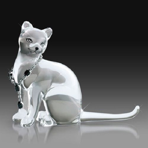 Onyx Fancy Felines Crystal Cat Figurine - Bradford Exchange