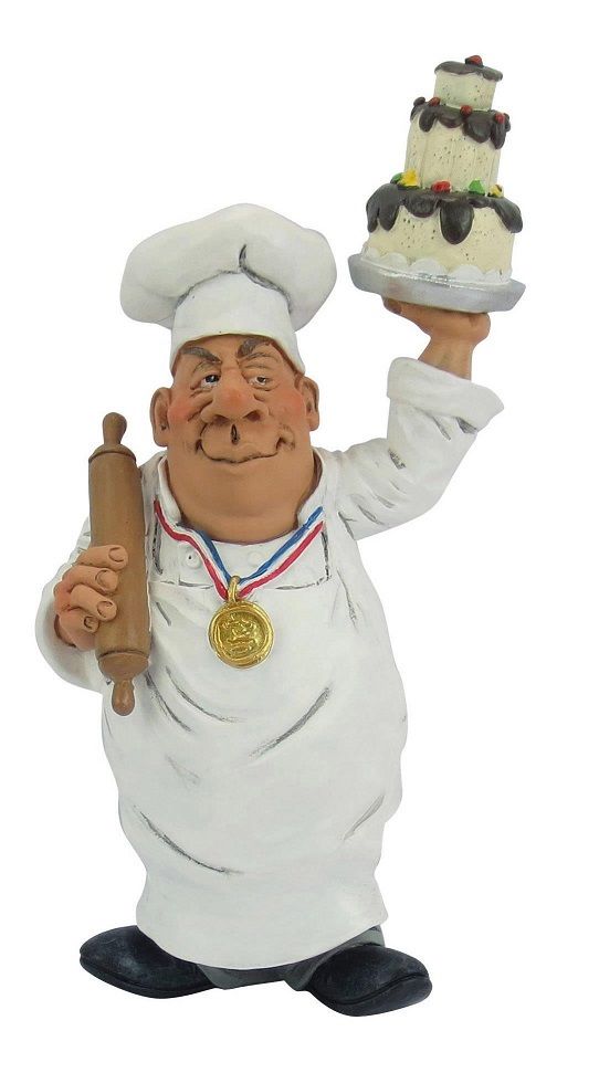 Pastry Chef With Cake - Baker Character - GRUMPY JON FIGURINE - 16-517 - LB