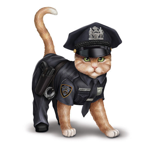 Paw and Order Police Cat Animal Figurine Bradford Exchange