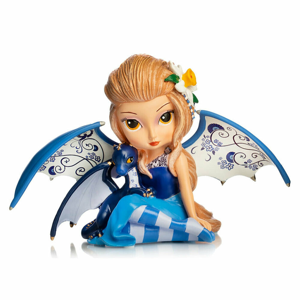 Peaceful Travels Blue Willow Fairy with Dragon Figurine Jasmine Becket-Griffith