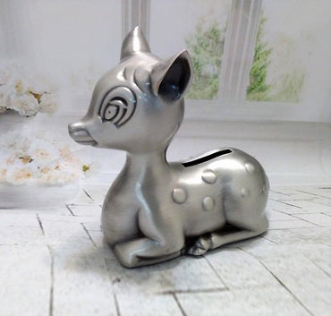 Leeber Pewter Deer Money Bank – Silver Fawn Coin Bank