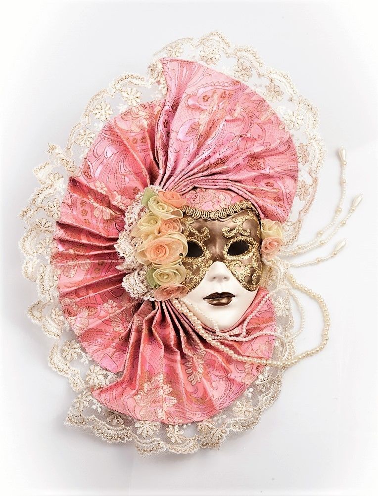 Pink Masquerade Style Mask with Face for Hanging - Wall Art