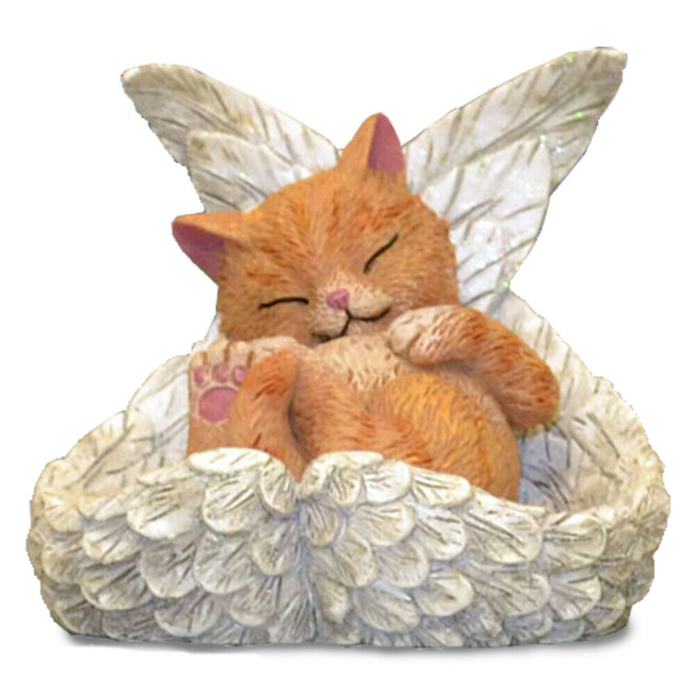 Precious Cats Leave Paw Prints Cat in Angel Wings Orange Kitten Figurine #2