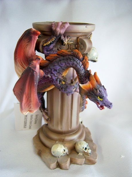 Purple Dragon Candle Holder Fantasy Figurine - Legends of Avalon